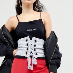 NWT...GREY LACE UP CORSET